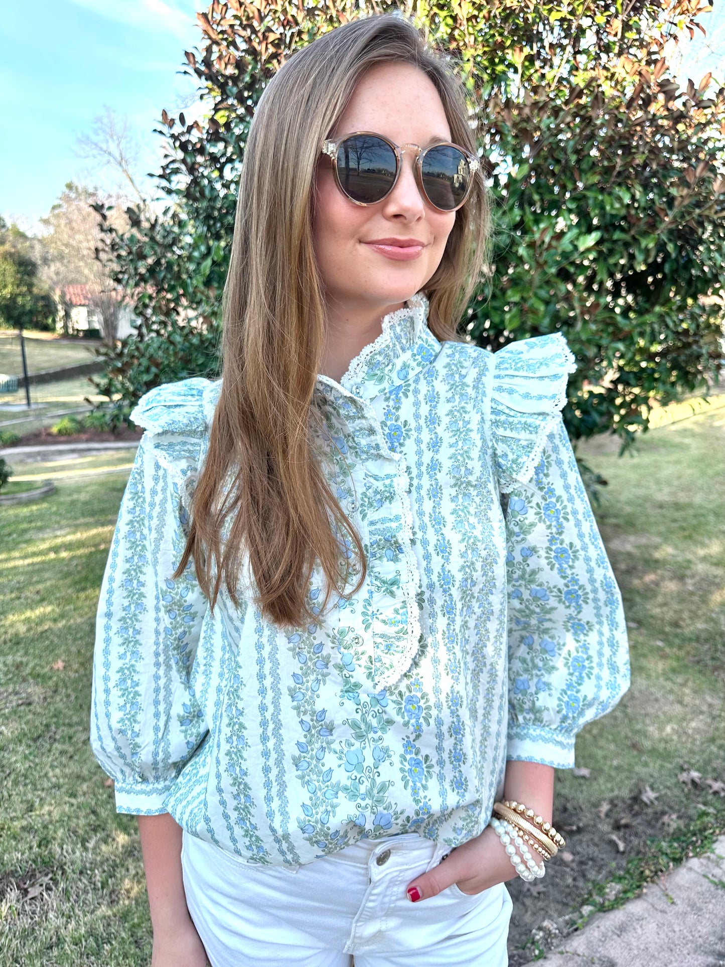 Floral Ruffle Top