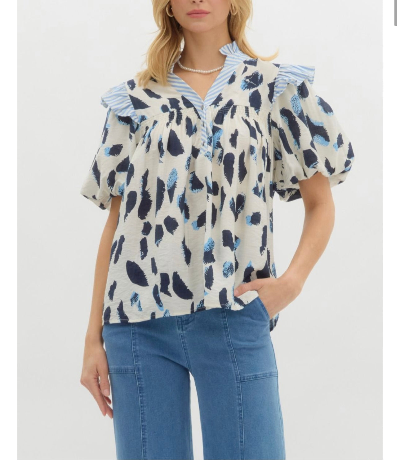 Navy Spotted Top