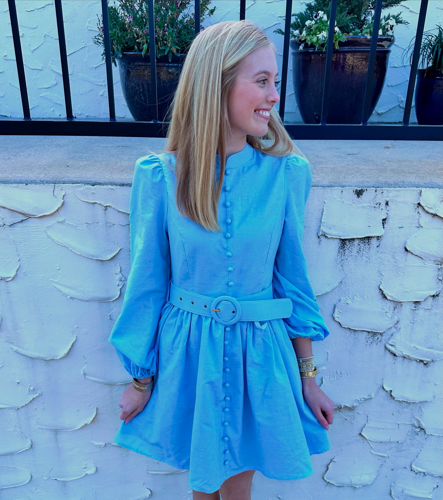 Light Blue Mock Neck Dress