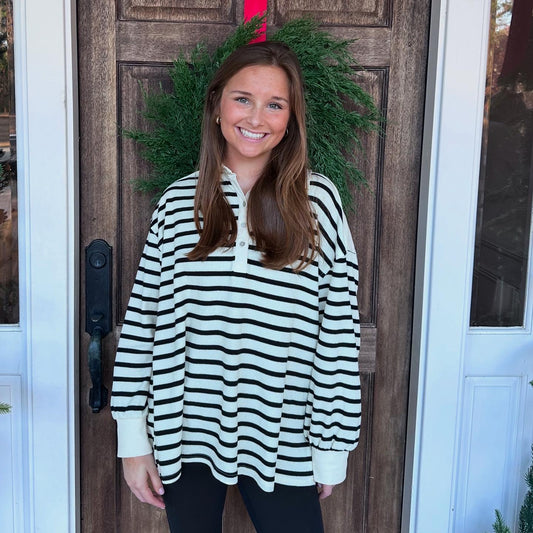 Black + White Knit Top