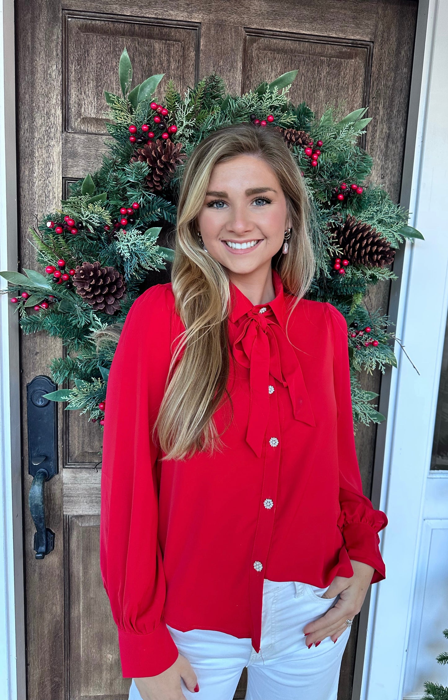 Red Pearl Blouse