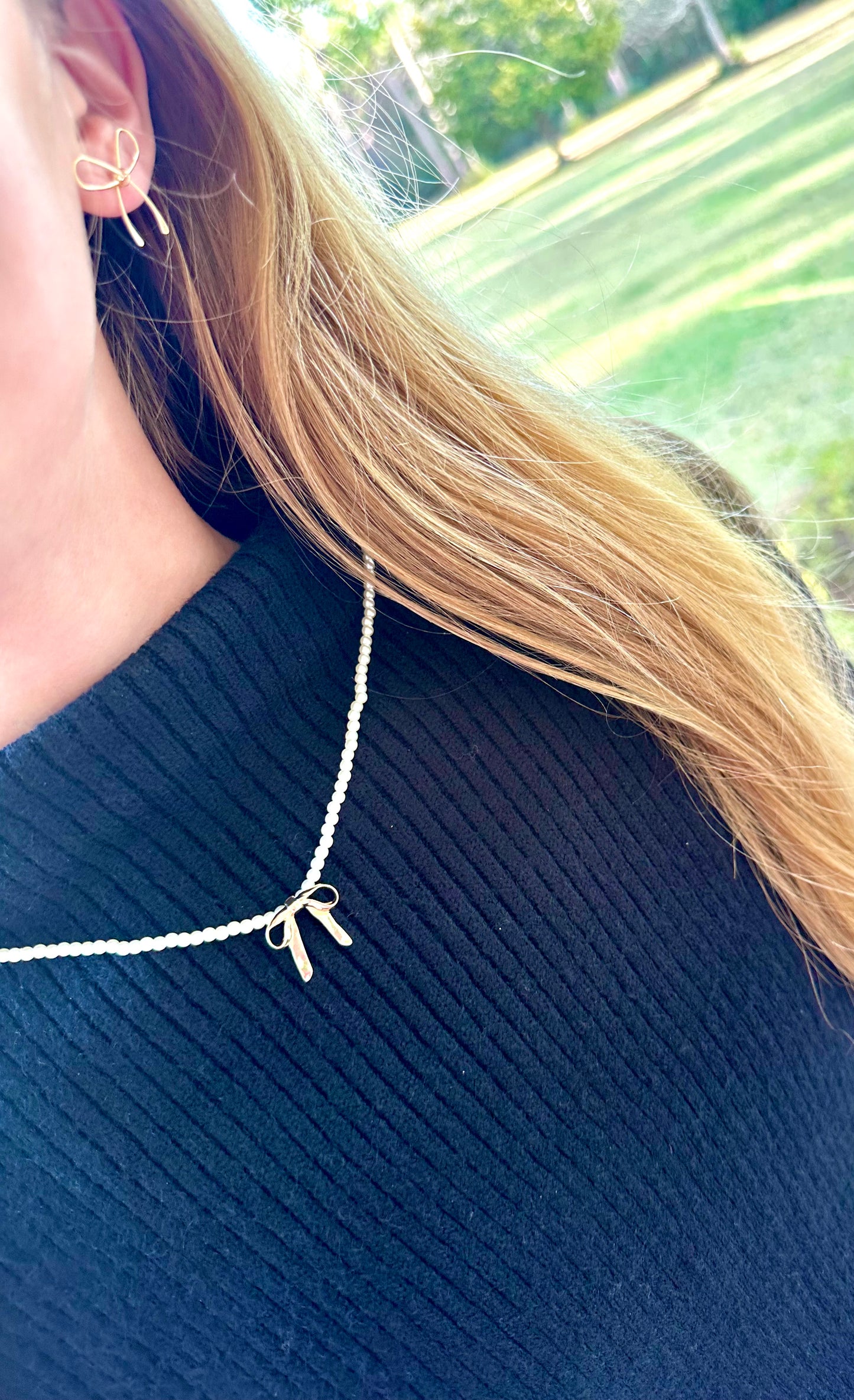 Pearl Bow Necklace