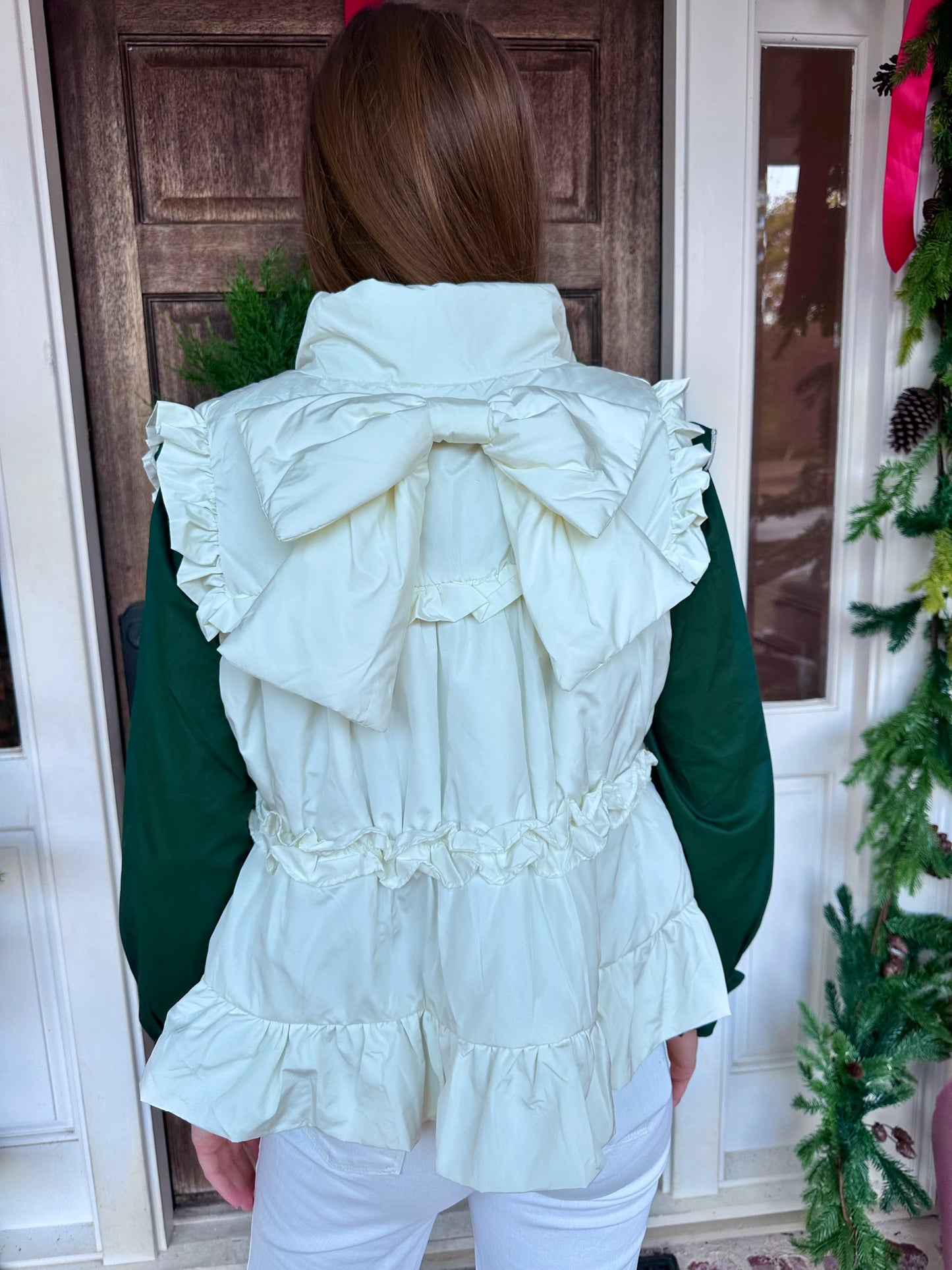 Cream Ruffle Bow Vest