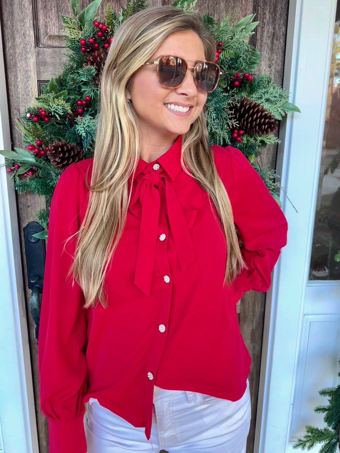 Red Pearl Blouse