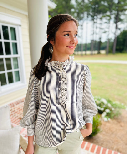 Navy Lace Top