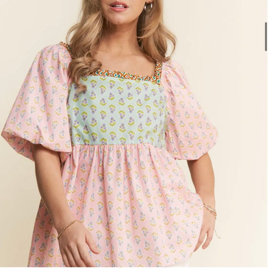 Floral Print Puff Sleeve Top
