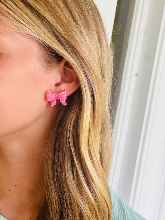 Pink Bow Earrings